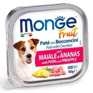 Monge (Монж) DOG FRUIT - Нежный паштет со свининой и кусочками ананаса для собак 100 г