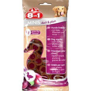 8in1 (8в1) Minis Duck & Plum - Лакомство для собак c уткой и сливой, 100 г
