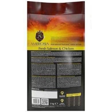 Ambrosia (Амброзия) Grain Free - Сухой беззерновой корм со свежей курицей и лососем для взрослых собак мелких пород, 6 кг
