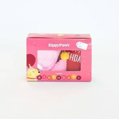 ZippyPaws (ЗіппіПавс) Pup Birthday Box - М'яка іграшка для собак подарунок на день народження з пищалкою, рожевий