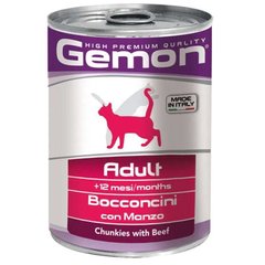 Gemon (Джемон) Cat Adult Chunkies with Beef - Влажный корм с говядиной для взрослых котов (кусочки в желе) 415 г