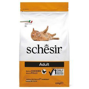 Schesir (Шезир) Cat Adult Chicken - Сухой монопротеиновый корм с курицей для взрослых котов, 1,5 кг