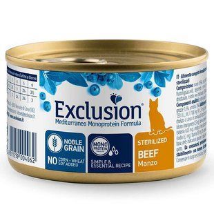 Exclusion (Эксклюжн) Noble Grain Cat Sterilized Beef - Консервированный монопротеиновый корм с говядиной для стерилизованных котов 85 г