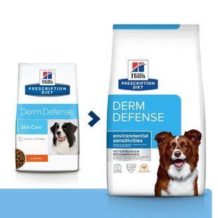 Hill's (Хиллс) Prescription Diet Derm Defense Chicken - Лечебный корм с курицей для собак при дерматитах и потере шерсти, 1,5 кг