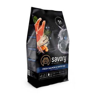 Savory (Cейворi) Fresh Salmon & White Fish - Сухий корм зі свіжим лососем і білою рибою для довгошерстих котів, 400 г