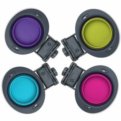 Dexas (Дексас) Collapsible Kennel Bowl - Складная миска с креплением для клетки для собак и кошек 240 мл Голубой
