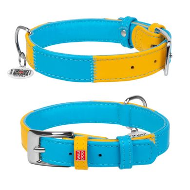 Collar (Коллар) WAUDOG Glamour - Нашийник для собак шкіряний "Colors of freedom", з QR паспортом, розмір M (30-39 см), ширина 20 мм