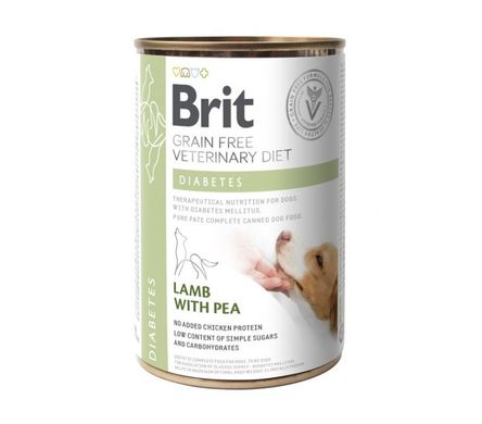 Brit GF Veterinary Diet (Бріт Ветерінарі Дієт) Dog Diabetes - Вологий корм з ягням для собак із цукровим діабетом 400 г
