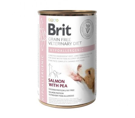Brit GF Veterinary Diet (Бріт Ветерінарі Дієт) Dog Hypoallergenic - Вологий корм з лосося для собак із харчовою алергією або непереносимістю 400 г