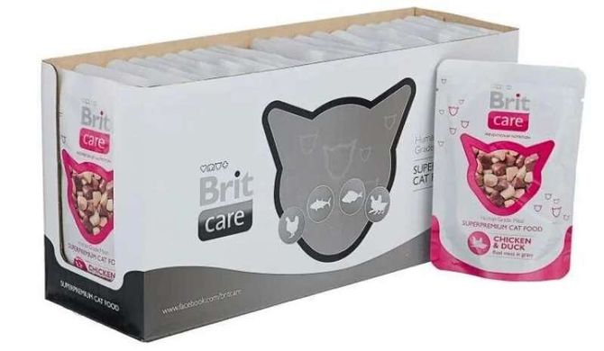 Brit Care (Бріт Кеа) Cat Chicken & Duck pouch - Вологий корм з куркою і качкою для дорослих котів (паучі) 80 г