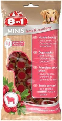 8in1 (8в1) Minis Lamb&Cranberry - Лакомство для собак с ягнёнком и клюквой, 100 г
