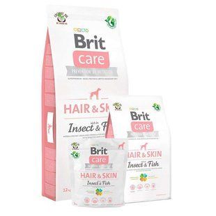Brit Care (Бріт Кеа) Dog Hair&Skin Insect&Fish &ndash; Сухий беззерновий корм із комахами та рибою для собак із чутливою шкірою, 1 кг
