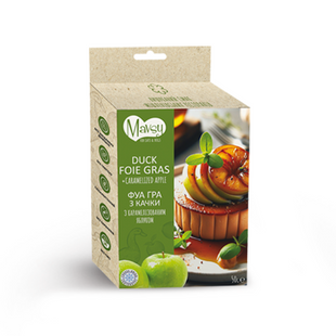 Ласощі для собак від 3-х місяців Mavsy (Мавсі) Freeze dried DUCK FOIE GRAS WITH CARAMELIZED APPLE фуа-гра з качки з карамелізованим яблуком, 50 г
