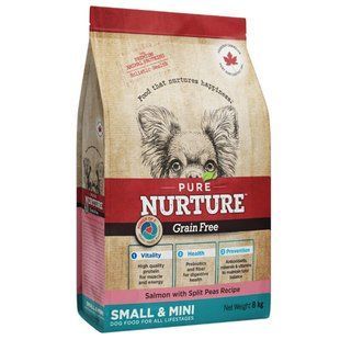 Pure Nurture (Пюр Нюртюр) Grain Free - Сухой беззерновой корм с лососем и дробленым горохом для собак мелких и мини-пород, 8 кг