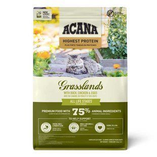 Acana (Акана) Grasslands Cat - Сухой корм с мясом утки, курицы и яйцами для кошек всех возрастов, 1,8 кг