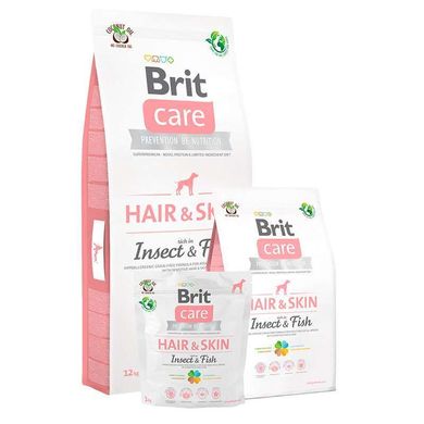 Brit Care (Бріт Кеа) Dog Hair&Skin Insect&Fish – Сухий беззерновий корм із комахами та рибою для собак із чутливою шкірою 1 кг