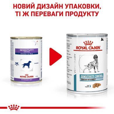 Royal Canin (Роял Канин) Sensitivity Control Chicken with Rice - Консервированный корм для собак с курицей при пищевой аллергии / непереносимости (паштет), 410 г